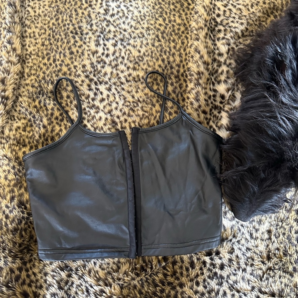 Leather faux tank